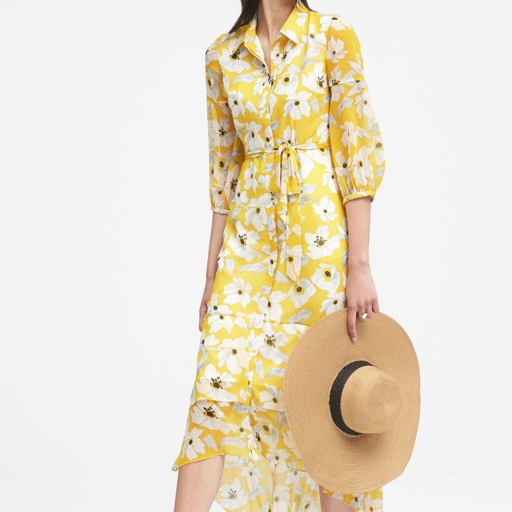 Banana Republic XS Yellow Button Down Dress